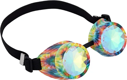 Vista 72 de Gafas de caleidoscopio retro con pinchos, gafas de cristal arcoíris steampunk estilo soldadura, gafas de cosplay punk