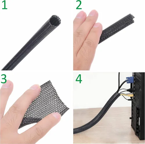 Vista 6 de Eco-Fused Kit organizador de cables - Gestión de cables - Soportes de cables con ranura, soportes de clip de cable autoadhesivos, bridas de cables