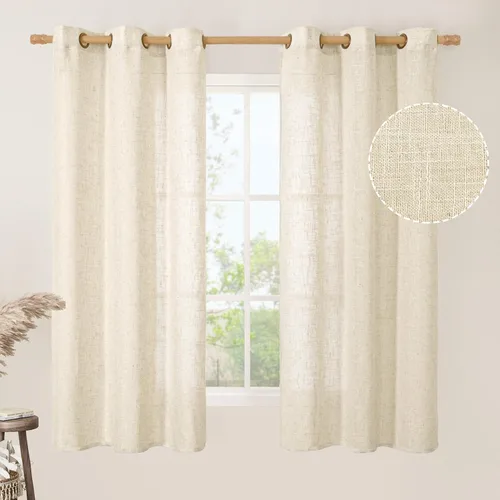 Vista 57 de LAMIT Cortinas de lino marrón caramelo para sala de estar, 84 pulgadas, de lino sintético, texturizado, filtrante de luz, paneles de privacidad