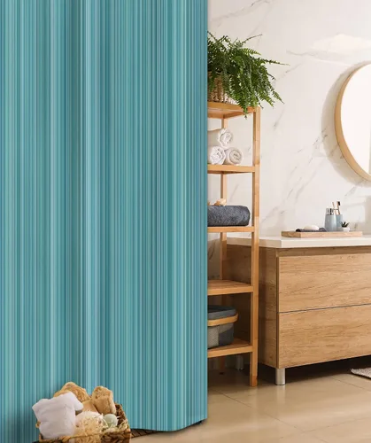 Vista 73 de Ambesonne Decor Collection, juego de cortina con ganchos para regadera Amarillo y marrón