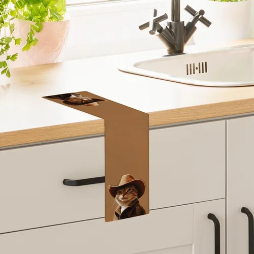 Vista 5 de Divertidas toallas de cocina de gato de vaquero occidental, regalos para amantes de los gatos para mujeres y hombres, paños de cocina de mano