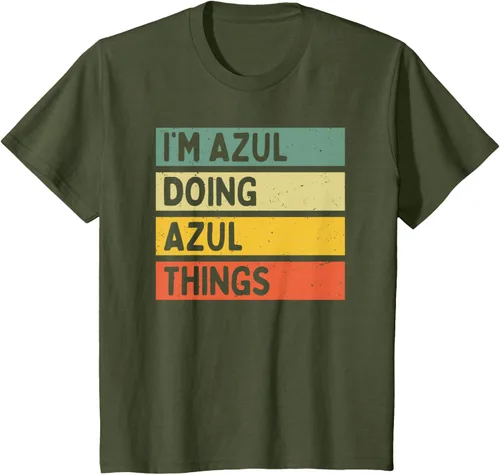 Vista 9 de Camiseta divertida con cita personalizada con texto en inglés "I'm Azul Doing Azul Things