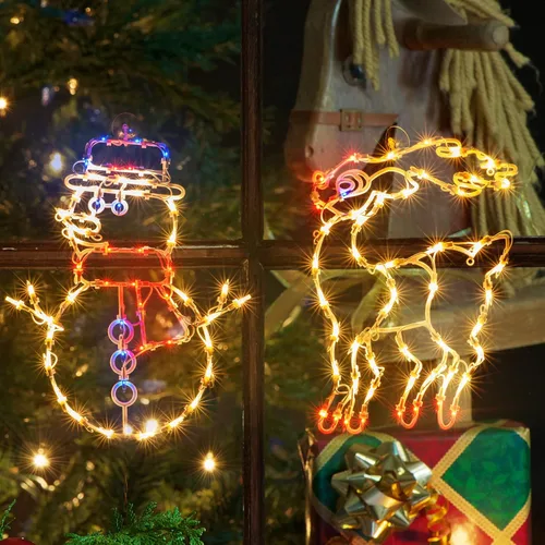 Vista 8 de Paquete de 2 luces de silueta de ventana de Navidad de 50 L, incluyendo: 1 estrella x 1 estrella de Belén