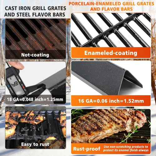 Vista 6 de Piezas de repuesto para rejillas Weber 7637 y barras aromatizantes 7635, piezas para Weber Spirit 200, parrilla de gas GS4 Spirit II serie 200