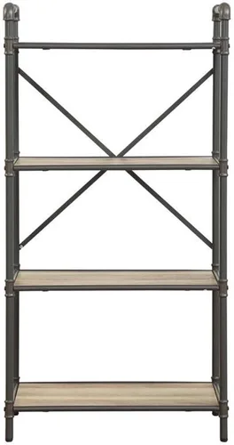 Vista 5 de Acme Itzel - Estantería rectangular de 4 niveles de madera en roble antiguo y gris arena