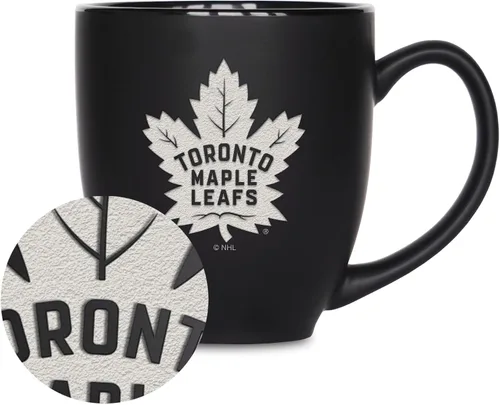 Vista 13 de Rico Industries NHL Hockey - Taza bistró de cerámica negra mate de 15 onzas