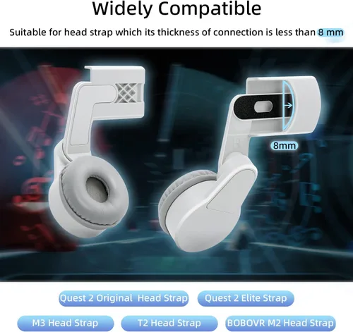 Vista 2 de Mcbazel Orejeras ajustables para Oculus Quest 2 mejoran el efecto de sonido accesorios Oculus Quest 2 orejeras de sonido compatibles con correa