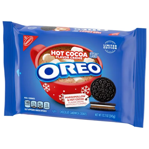 Vista 13 de OREO Galletas sándwich de chocolate con crema de cacao caliente, edición limitada, galletas navideñas, 12.2 onzas