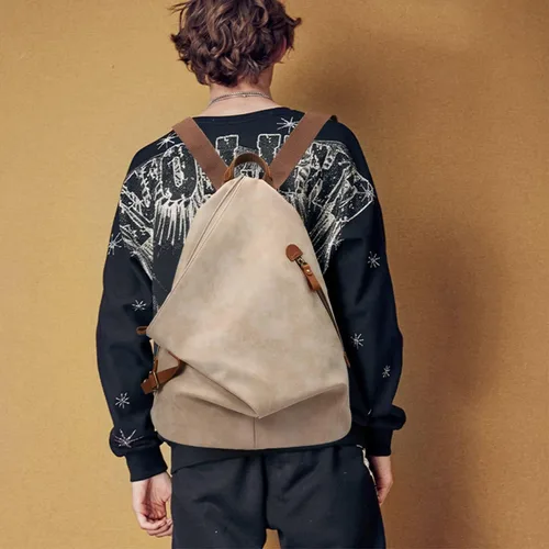 Vista 7 de KL928 Mochila vintage de lona Mochila grande informal para viajes al aire libre, mochila de senderismo para hombres y mujeres, caqui