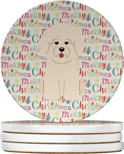 Vista 181 de Abyssinian Sand Terrier Merry Christmas - Posavasos grandes de piedra arenisca (4 unidades)