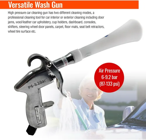 Vista 7 de Pistola de limpieza de automóviles de aluminio con boquilla cónica, soplador de aire para detalles de automóviles, pistola sopladora de aire