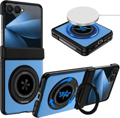 Vista 10 de Hekodonk Funda para Galaxy Z Flip 8 con soporte giratorio de 360º, compatible con MagSafe, protector de pantalla frontal, soporte de anillo Todo