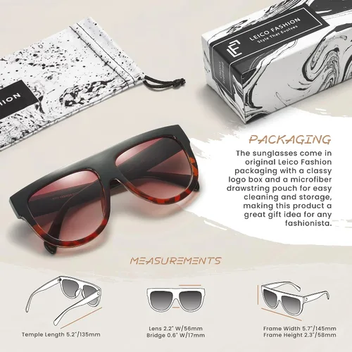 Vista 41 de Gafas de sol de gran tamaño con parte superior plana para mujer, diseño cuadrado grande, retro, gafas de sol