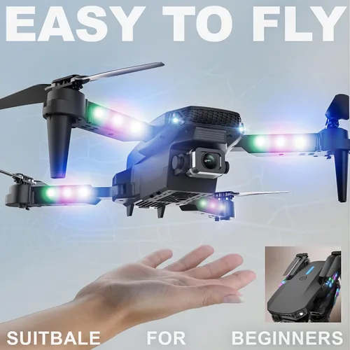 Vista 3 de BEZGAR LED Lights Drone with Camera for Adults and Kids Beginners, Black Negro