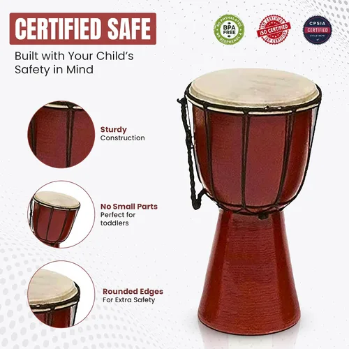 Vista 7 de Tambores Djembe Drum Djembe es un tambor de copa cubierto de piel de cabra con cuerda, tocado por manos estilo África occidental (4x8) Diseñado