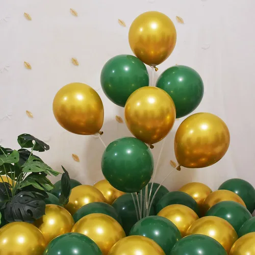 Vista 7 de 200 globos negros y dorados de 5 pulgadas, cromados, metálicos, dorados, negros, de látex, gruesos, pequeños para bodas, cumpleaños, graduaciones