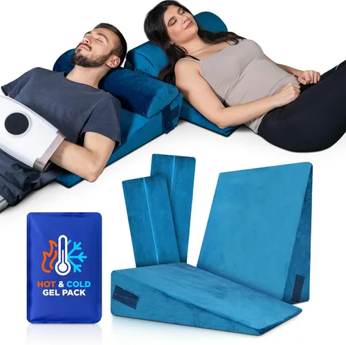 Vista 9 de Lunix LX8 4 piezas de soporte para molestias digestivas nocturnas y respiración más fácil, juego de almohadas ortopédicas de cuña de altura Gris Nube