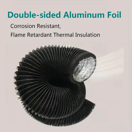 Vista 5 de Manguera de ventilación de secadora de 3 pulgadas, conducto de aire flexible ajustable de PVC de 9.84 pies, conducto de aire de cuatro capas