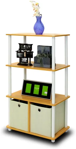 Vista 89 de Furinno Turn-N-Tube Organizador de encimera de cocina, estante organizador de encimera de esquina de 2 niveles, estante esquinero, para cocina