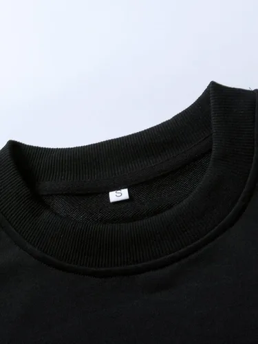 Vista 3 de WDIRARA Sudadera casual con cuello redondo y estampado de letras animé para hombre