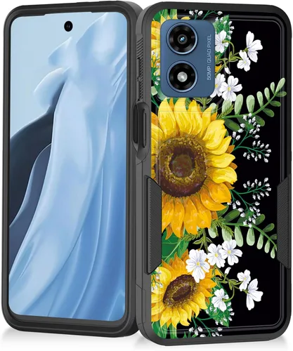 Vista 169 de Funda para Moto G Play 4G 2024, resistente de doble capa híbrida de policarbonato duro, goma suave, a prueba de golpes, funda protectora resistente
