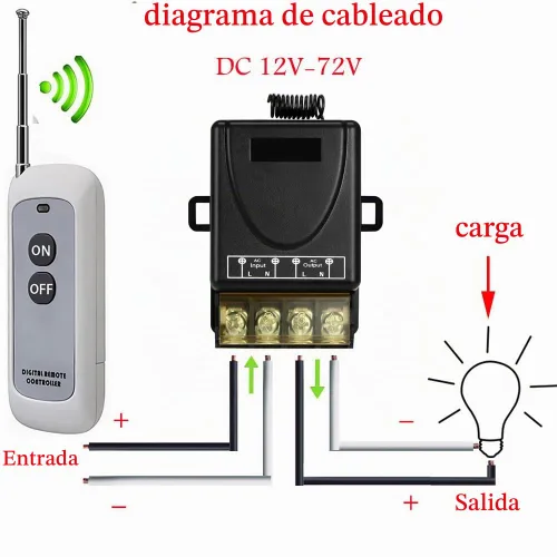 Vista 2 de Interruptor de control remoto de 12 V CC, interruptor de relé remoto inalámbrico de bajo voltaje 12V/24V/10A/20A/30A con alcance largo de 984 pies