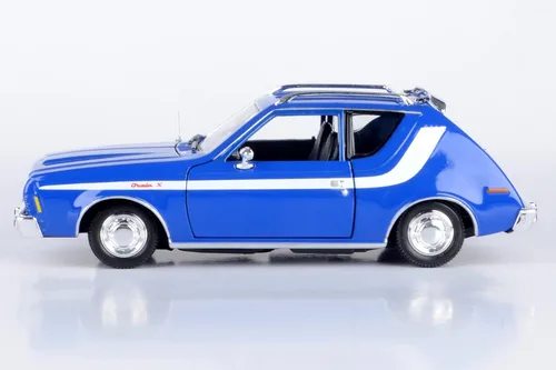 Vista 3 de Motormax 1974 AMC Gremlin X 1:24 Modelo fundido a presión Forgotten Classics Series 79045 Azul