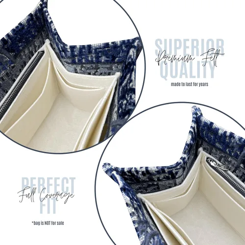 Vista 5 de Premium Bag Organizer compatible with Medium Book Tote Bag, Best Fit Detailed Size Insert, 2mm Thick Snug sturdy Double-Layered Base