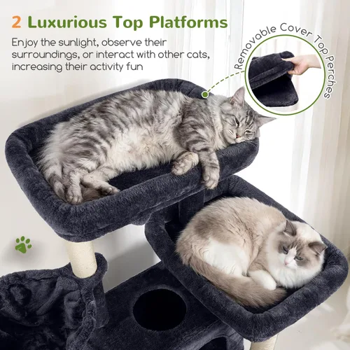 Vista 3 de Globlazer Árbol grande para gatos, torre de escalada para gatos de 72 pulgadas de alto para gatos adultos grandes, muebles de varios niveles con 2