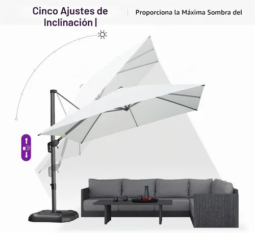 Vista 447 de PURPLE LEAF Paraguas al aire libre con base 8' x 8' protección solar verde Manzana Verde (Apple Green)