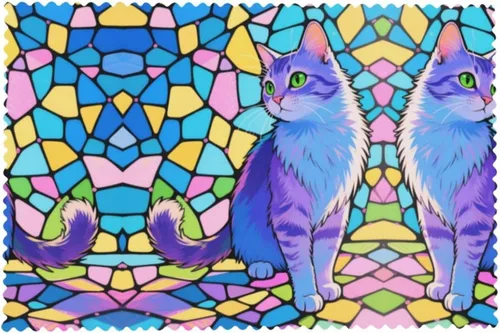 Vista 8 de Rectangular Placemats Set of 4, Heat Resistant Cat Printed Kitchen Dining Table Mats