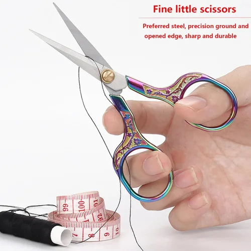 Vista 5 de Tijeras pequeñas de costura afiladas para bordado y ganchillo, 2 piezas de accesorios para crochet, tijeras para hilo y tela para manualidades