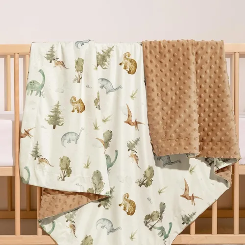 Vista 6 de PHF P Minky - Manta de bebé dinosaurio 30 x 40 pulgadas EE. UU