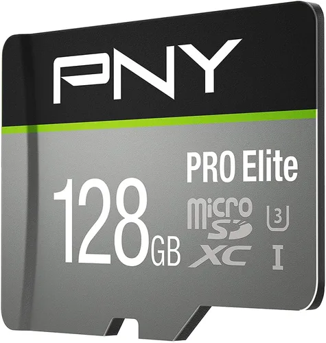 Vista 2 de PNY Tarjeta de memoria flash microSDXC PRO Elite Class 10 U3 V30 de 128 GB - 100 MB/s, clase 10, U3, V30, A2, 4K UHD, Full HD, UHS-I, Micro SD