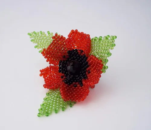 Vista 5 de Handmade Hair jewelry poppy flower clip bridal accessories hair piece wedding head jewelry