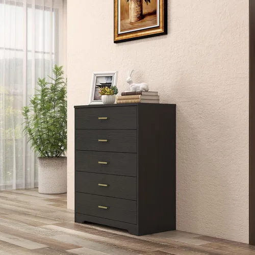 Vista 5 de Panana Cómoda para dormitorio con cajones de 4/5, cómoda de madera, unidad organizadora de almacenamiento para dormitorio, sala de estar, pasillo