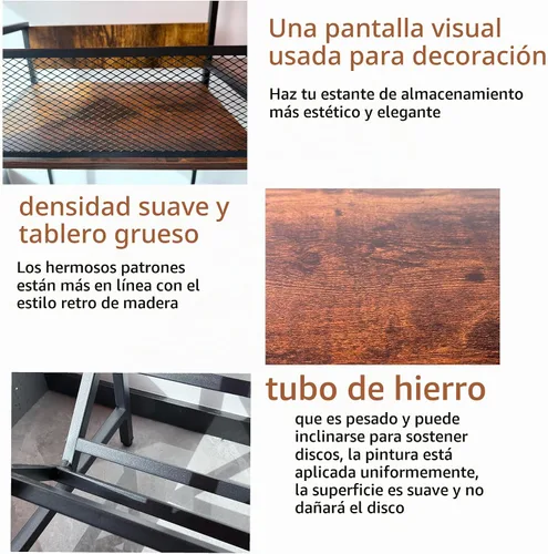 Vista 2 de JinMing Soporte para tocadiscos con almacenamiento de vinilo, gabinete de audio resistente para discos, tocadiscos, receptor, altavoces, consola