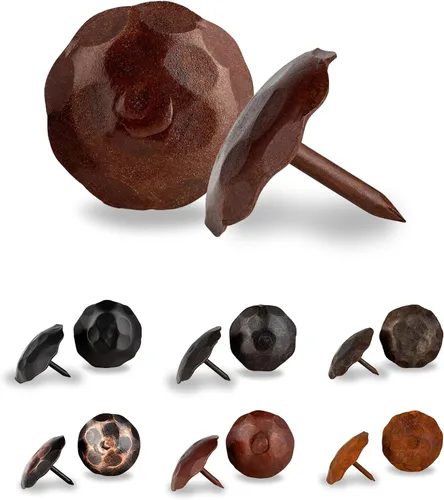 Vista 21 de 10 Pack 0.75" Round Head Iron Clavos Decorative Nails – Black – Handmade Rustic Round Fasteners for Farmhouse Shutters, Faux Wood Beams, Barn Doors
