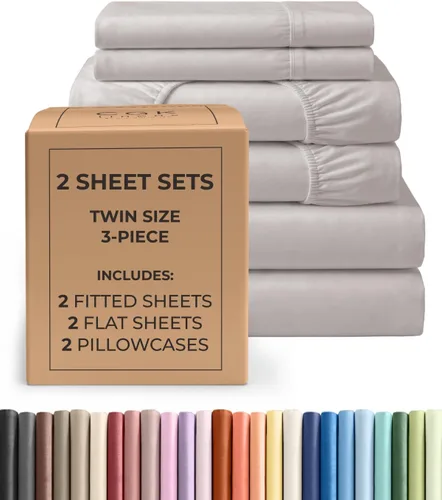 Vista 159 de Pack of 2, Twin Size 3 Piece Sheet Set - Breathable & Cooling - White