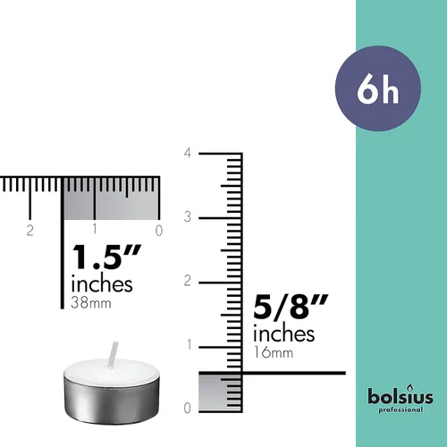 Vista 2 de BOLSIUS Bullk - Velas de té – 200 unidades, velas de té de larga duración sin perfume con mechas de algodón y 4 horas de combustión – Velas de cera