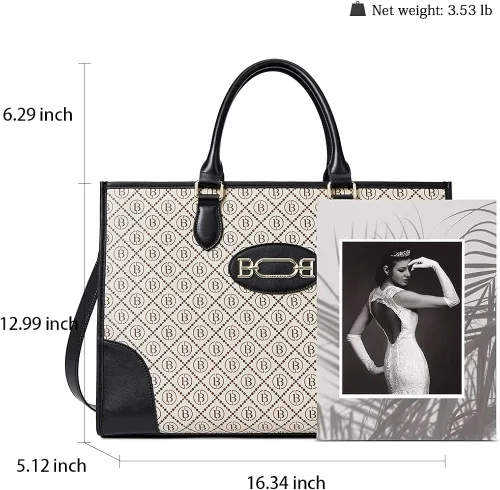Vista 4 de BOSTANTEN Maletín para portátil de 15.6 pulgadas para mujer, bolso de piel auténtica y cartera de cuero genuino de gran capacidad