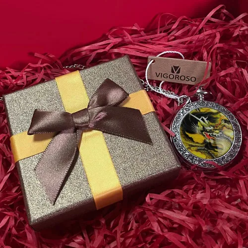 Vista 3 de VIGOROSO Relojes de bolsillo de plata Steampunk con pintura esmaltada de pájaro de peonía de cuarzo en caja