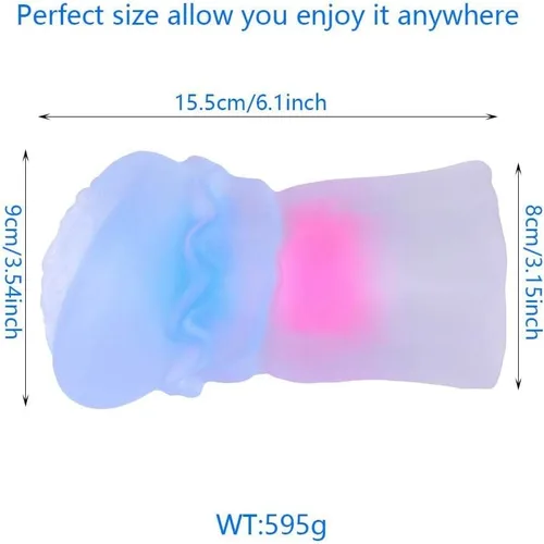 Vista 2 de Masturbador masculino realista de bolsillo masturbación con textura 3D con 2 anillos incorporados, juguetes sexuales transparentes para adultos