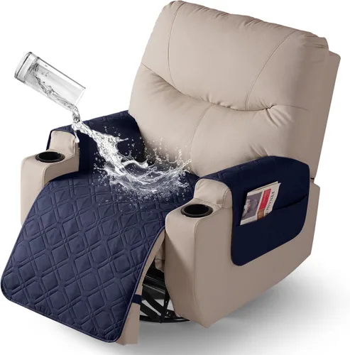 Vista 17 de VANSOFY - Fundas de asiento 100% impermeables para sillas reclinables, color azul, 22 pulgadas Azuree