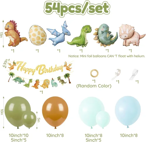 Vista 3 de Decoraciones de cumpleaños de dinosaurio, globos de cumpleaños