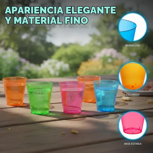 Vista 3 de Party Essentials Vasos de disparo de plástico duro de 2 onzas, 40 unidades, neón surtidos