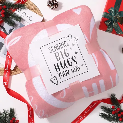 Vista 6 de Regalos para el día de la madre de hija, hijo o niño, acogedora manta con capucha de forro polar Sherpa rosa, regalo de cumpleaños único para mamás