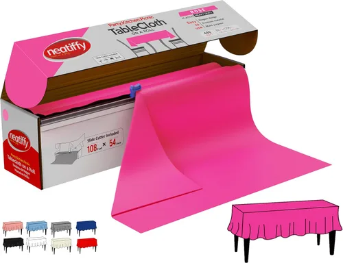 Vista 17 de Neatiffy Rollo de mantel de plástico desechable Mantel impermeable de 54 pulgadas x 108 pies Mantel para mesas rectangulares, cuadradas