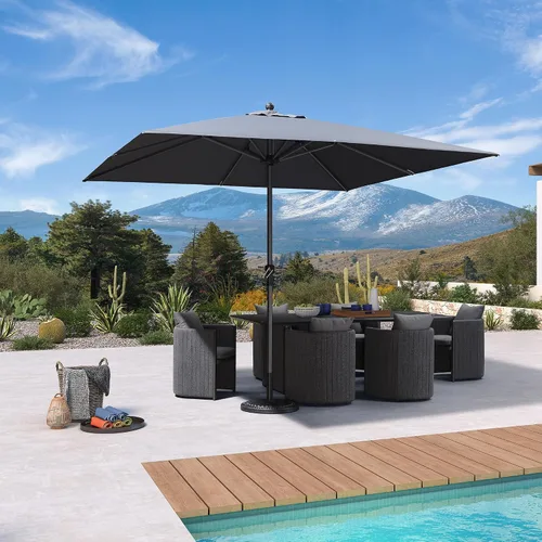 Vista 42 de PURPLE LEAF - Sombrilla de patio rectangular de 6' x 4', sombrilla de mesa para exteriores con marco de aluminio, sombrilla de mercado, sombrilla