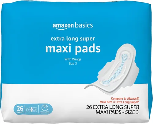 Vista 11 de Amazon Basics Almohadillas largas gruesas con alas para períodos, absorción regular, sin perfume, tamaño 1, 36 unidades (anteriormente Solimo)